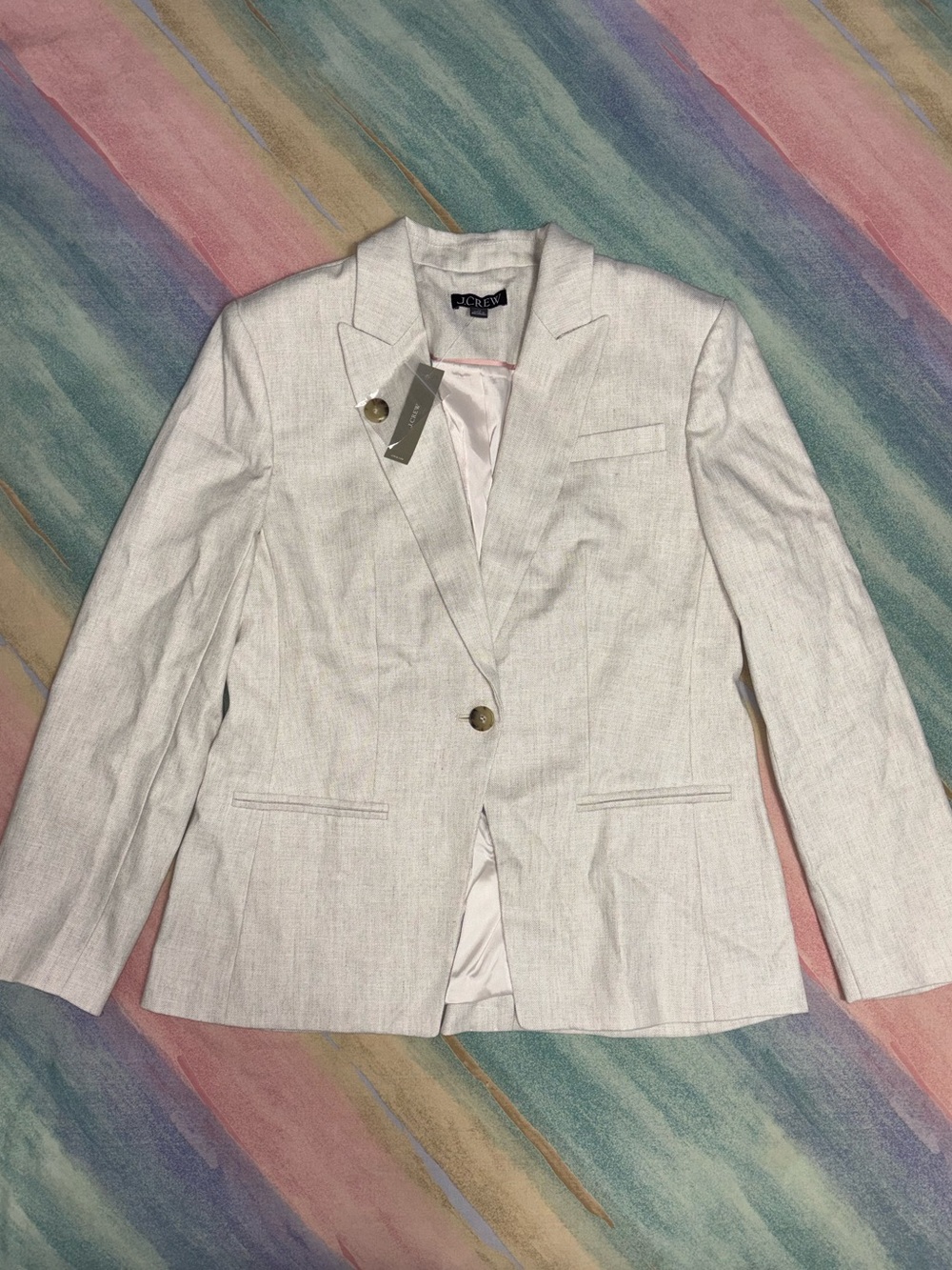 NWT J.Crew Parke Blazer  Stretch Linen Single Button Jacket size 12